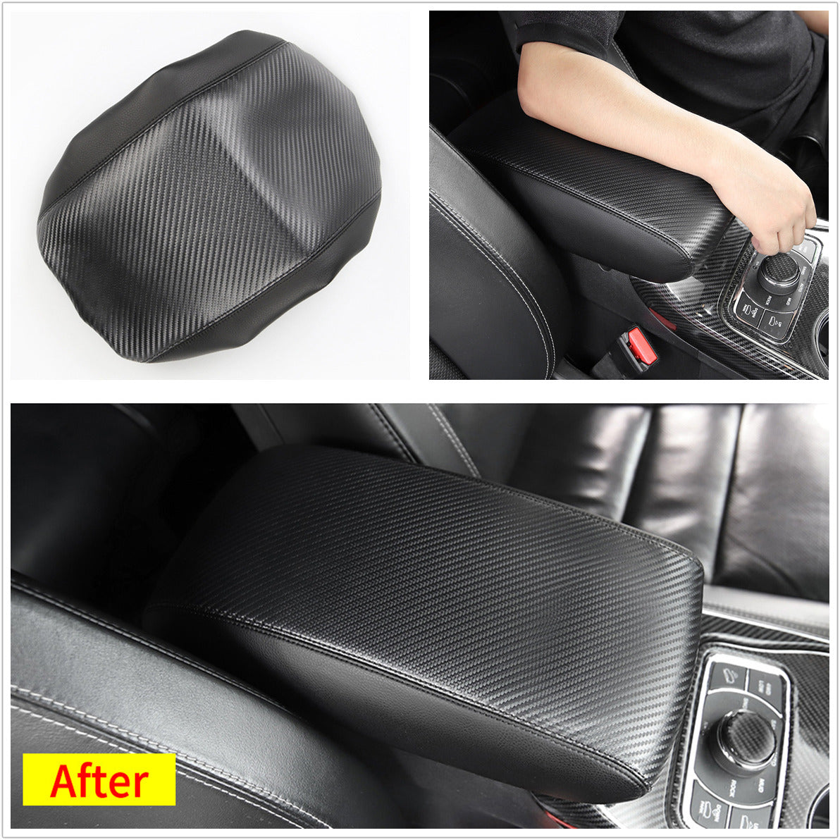 For Jeep Grand Cherokee 11-18 Center Console Armrest Cover Pad Carbon Fiber Look