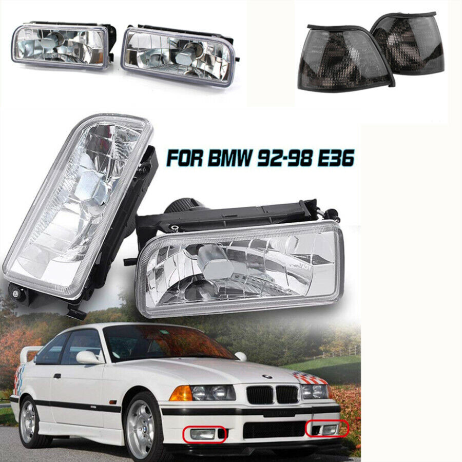 For BMW E36 3Series Corner Light Turn Signal + Fog Lights Lamps Crystal Lens Fit