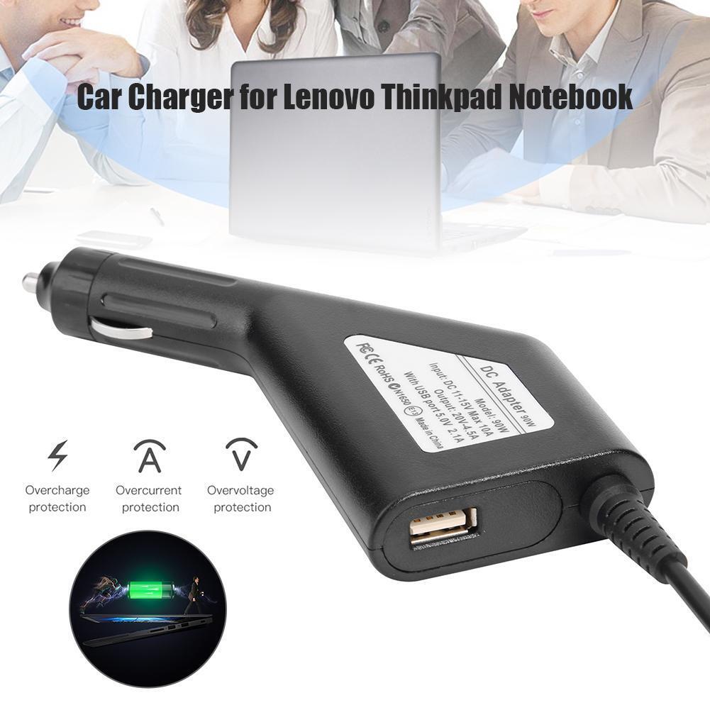 Laptop Car Charger 90W 20V 4.5A Power Adapter for Lenovo Thinkpad Notebook