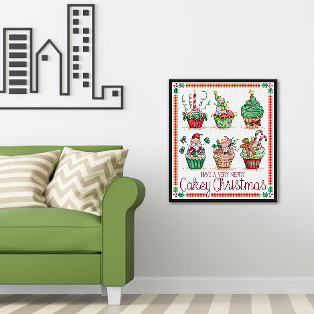 Partial Embroidery 11CT Needlework Cross Stitch Kit 3 Strands Christmas Cup