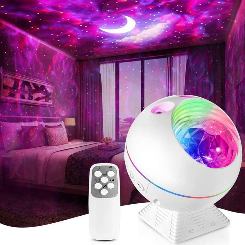 Car USB LED Star Night Light Projector Atmosphere Lamp Star Voice Control Lights