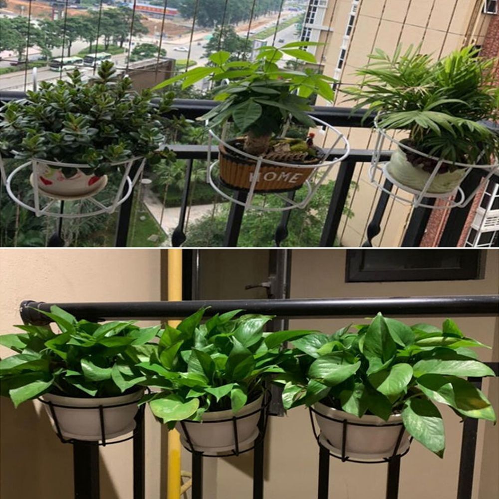 Home Decor Railings Hanging Flower Pot Rack Balcony Planter Pot Stand Guardrail