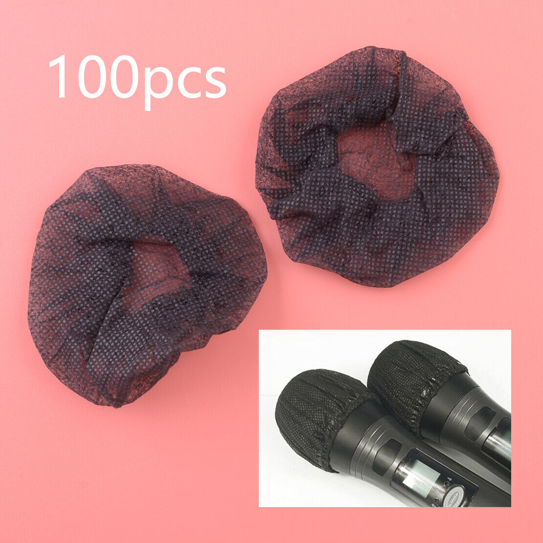 100x Black Disposable Non-Woven Microphone Cover Handheld Mic Sanitary Filter