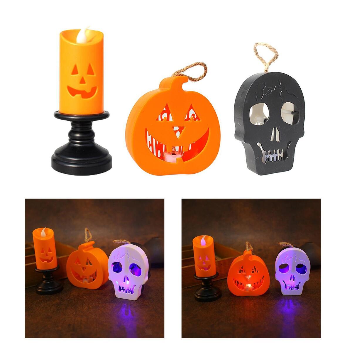 3x LED Colorful Candlestick Halloween Festival Thanksgiving Home Decoration