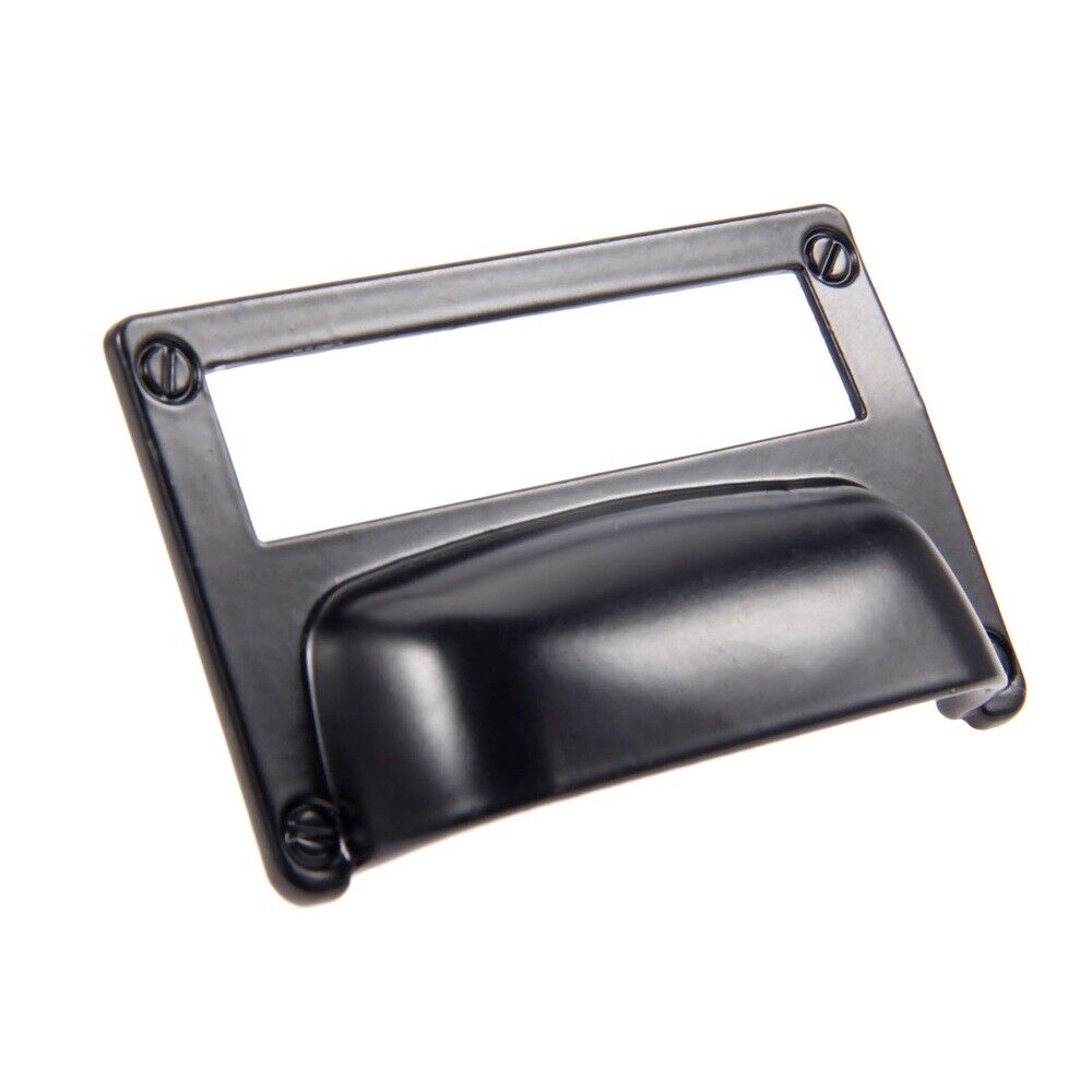 Black Zinc Alloy Drawer Cabinet Shell Label Card Holder Pull Handle Door Knob