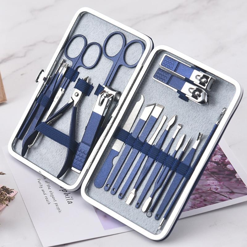 18 pcs Manicure Cutters Nail Clipper Set Household Stainless Steel Ear Spoon