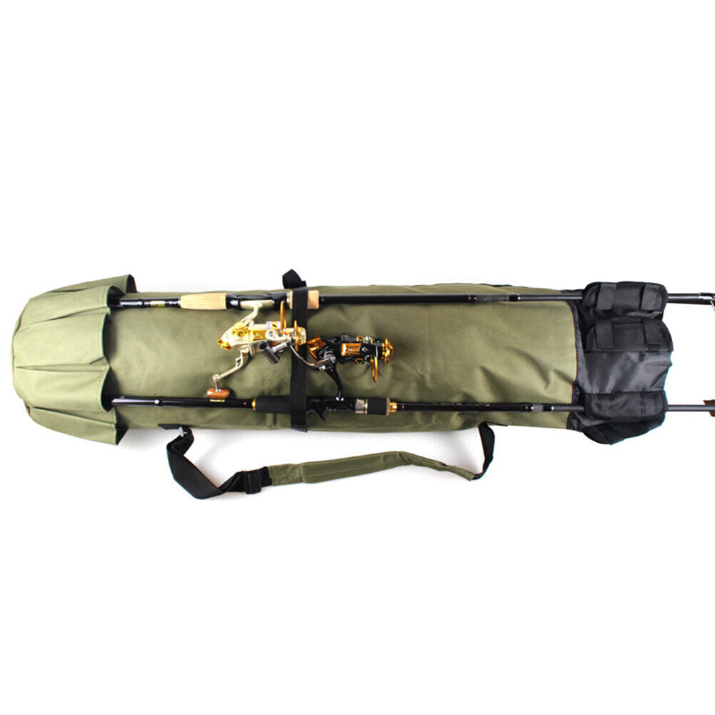 Fishing Rod Bag Oxford Cloth Reel Pole Tackle Storage Carrier Case (Green)