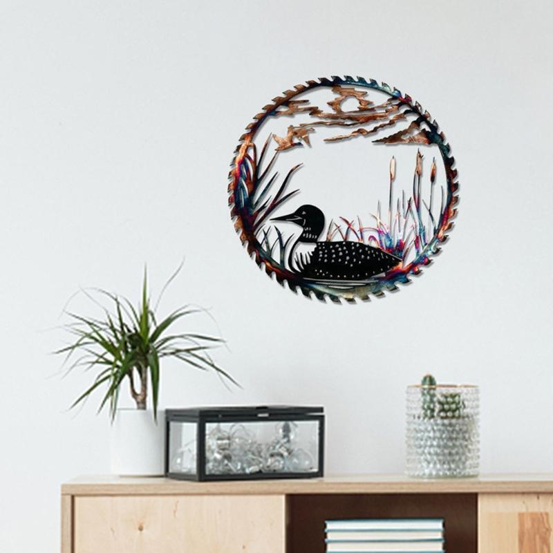 Metal Wall Art Decor Duck Bird Sculpture Hanging for Living Room Bedroom Garden