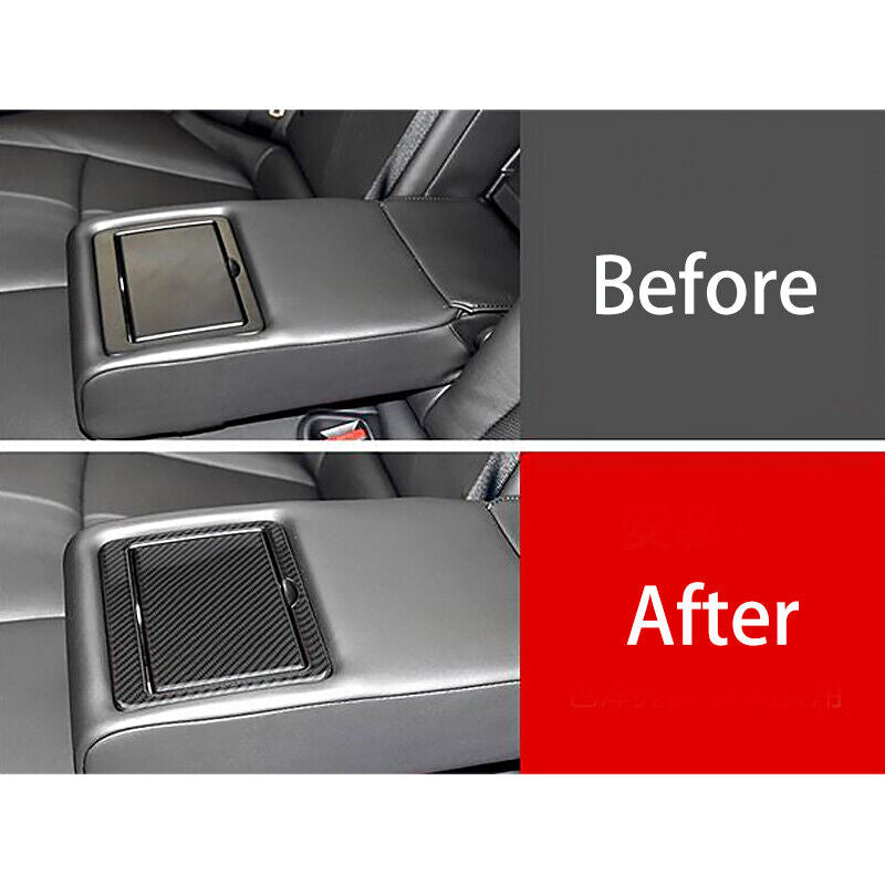 Carbon Fiber Rear Water Cup Holder Cover Trim Fit For Infiniti Q50 2014-2019