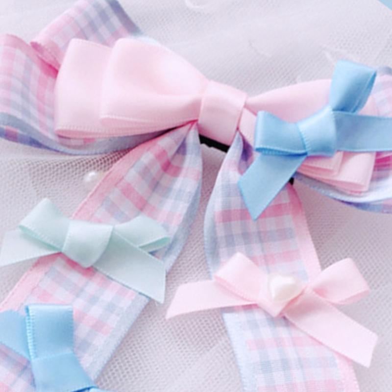 Big Bowknot Hair Barrette Plaid Bowknots Hair Clips Lovely Lolita Side Hair Clip