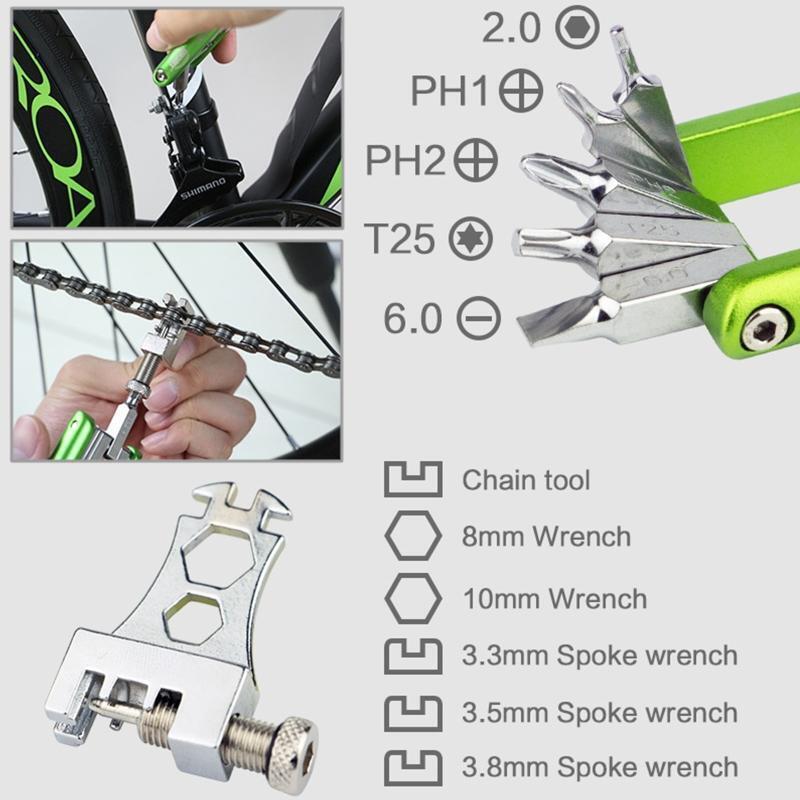 11 in 1 Bicycle Repair Set Pocket Cycling Foldable Repair Tool MTB Road Bike
