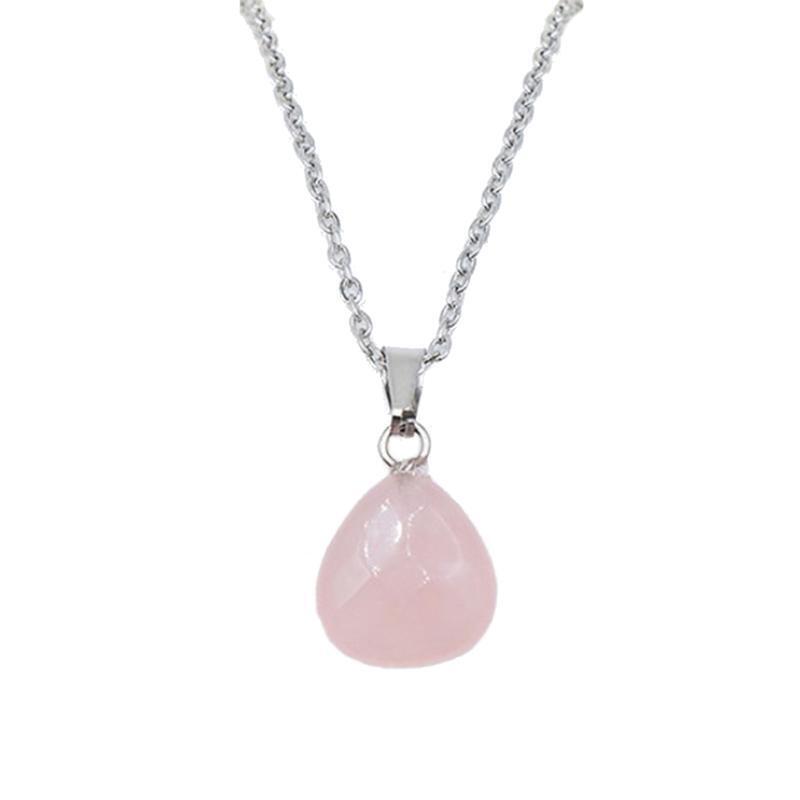 Natural Healing Crystal Love Heart Pendant Necklace Unique Pink Quartz Pendant