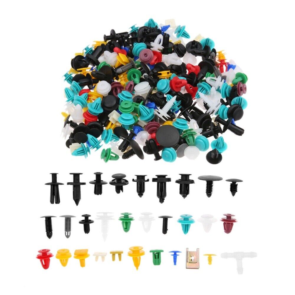 200Pcs Plastic Clip Auto Fastener Rivet Bumper Panel Fender Repair Tools Top