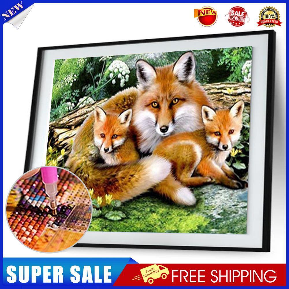 Fox Family 5D Diamond Painting Cross Stitch Kit Home Decor Craft Needlework