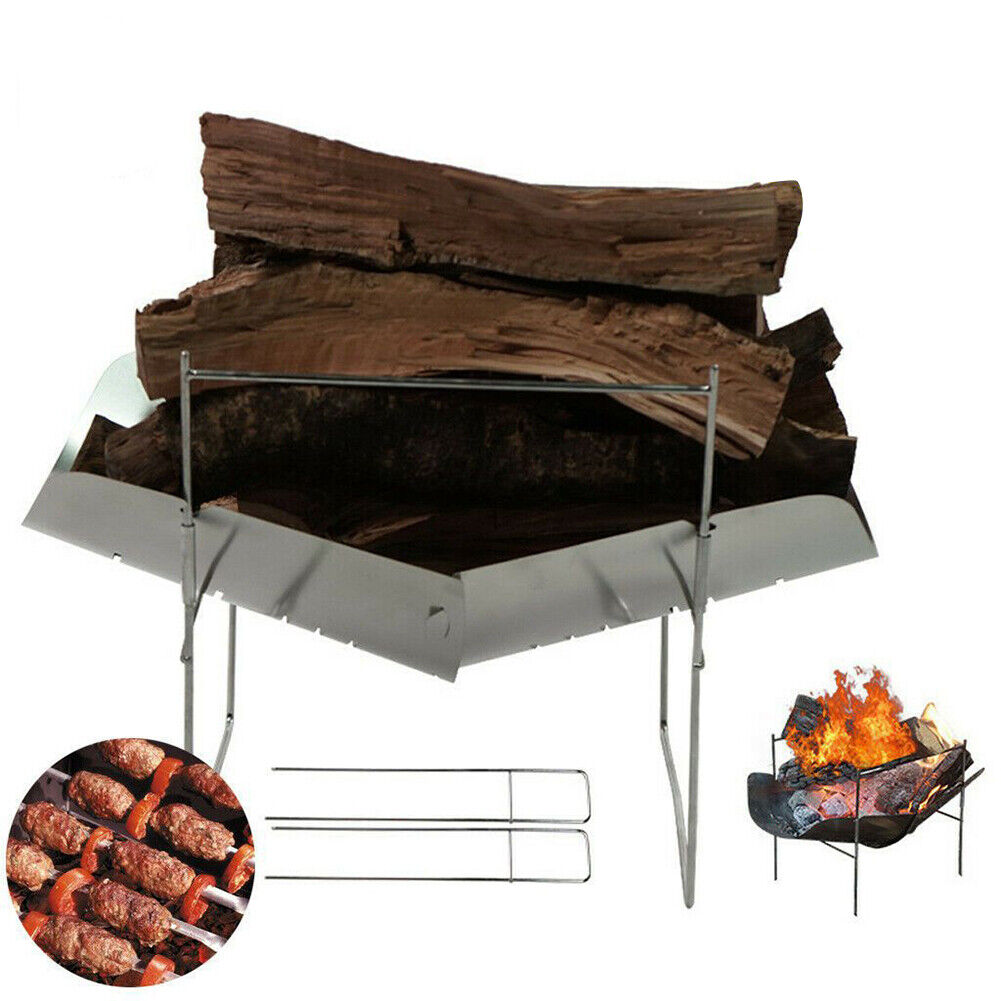 Portable Folding BBQ Grill Outdoor Barbecue Net Firewood Camping Stove Rack