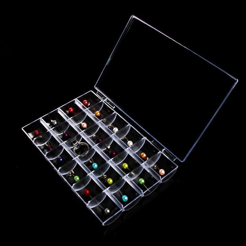 Jewelry Organizer Box for Earring Storage Clear Plastic Container 24 Compartment