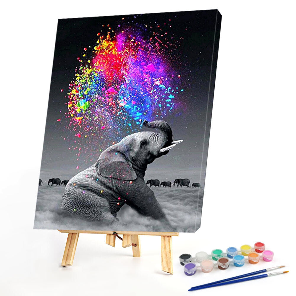 Spray Elephant Oil Paint By Numbers Kits Canvas Picture Wall Art DIY Craft