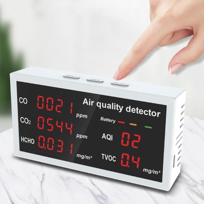 Digital Display Indoor/Outdoor CO CO2 HCHO TVOC Detector CO2 Meter Gas Detector