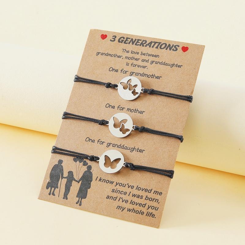 Three-Generation Matching Hand-woven Bracelets for Mother's Day Mom Daughter