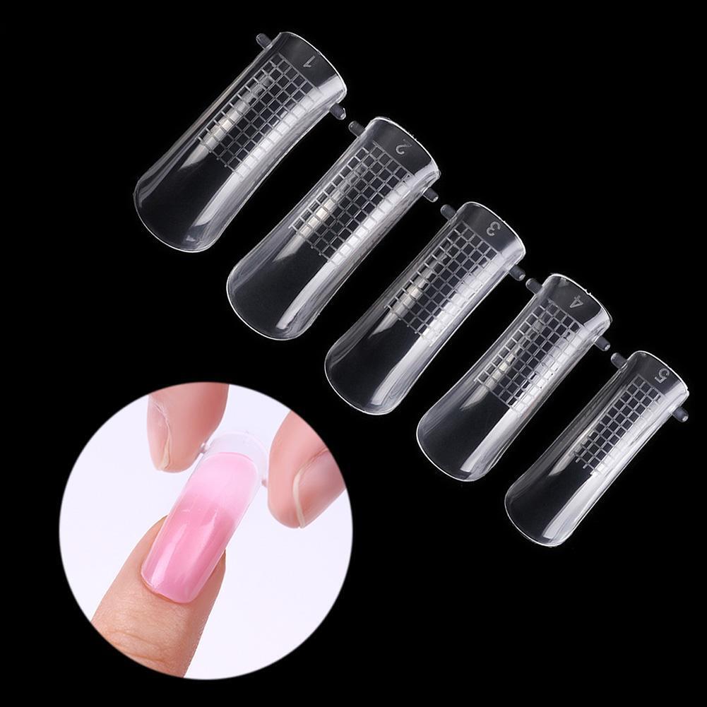 100pcs Gel False Nail Tips Clear Cover Acrylic Nail Mold with Scale Tool
