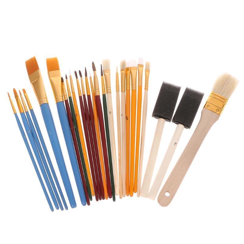 25pcs Professional Paint Brush Set Nylon Hair Oil Watercolor Pen Art Supplies