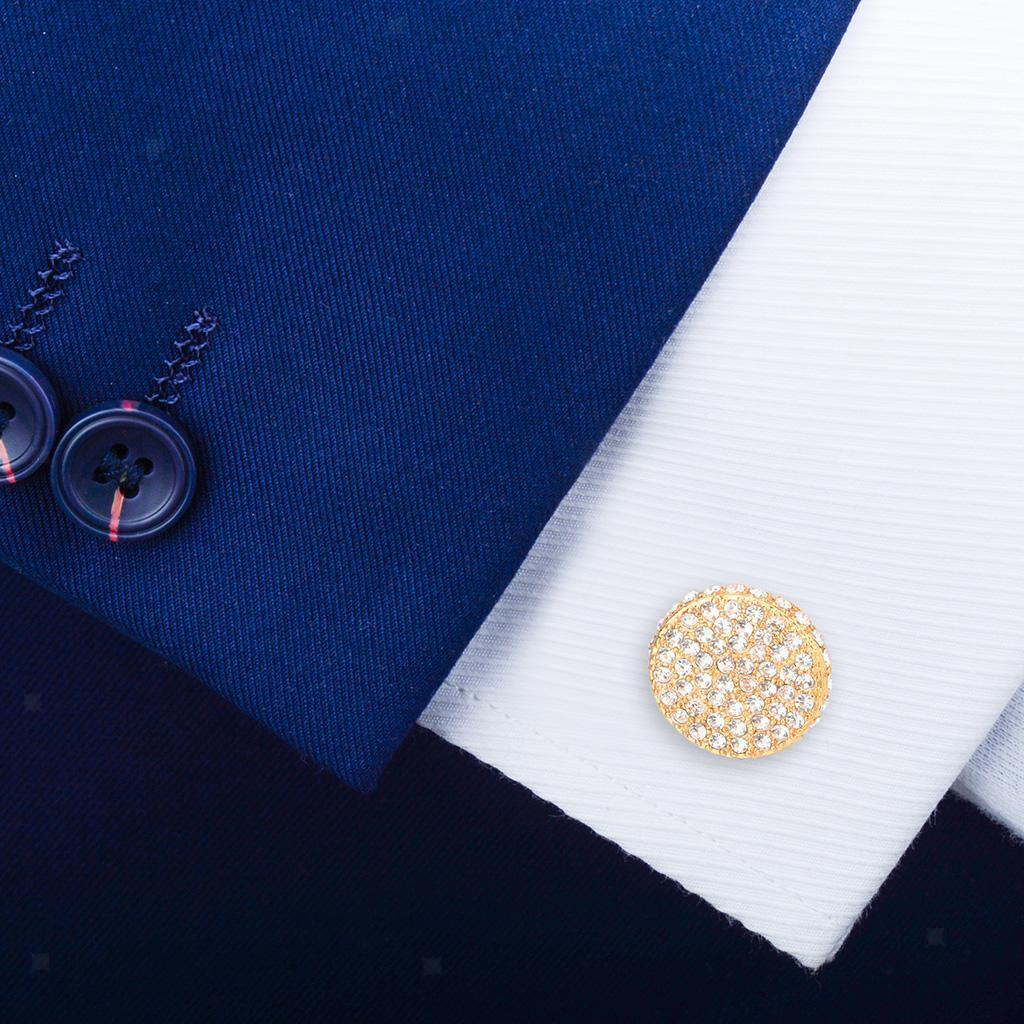 2pcs Crystal Cuff Links Collar Cufflinks Business Banquet for Men 17mm