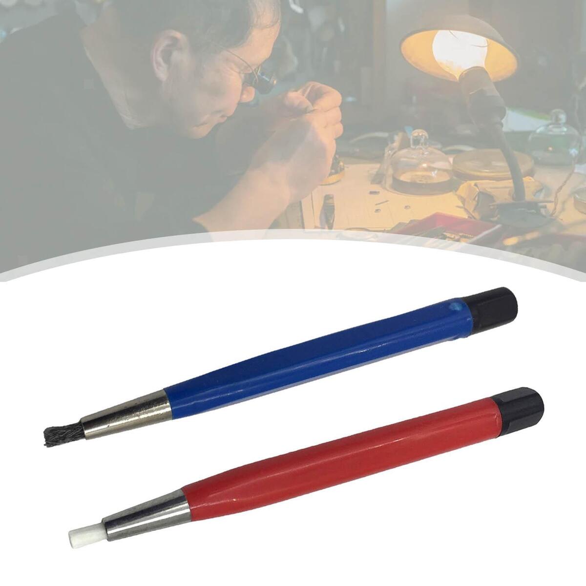 2 Pieces Fibre Scratch Pencil Brush Clean Watch Removing
