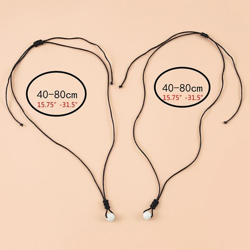 2 Pieces Luminous Bead Pendant Necklace Woven Rope Jewelry Adjustable Cord