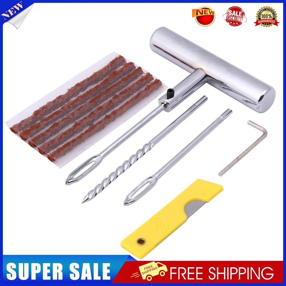Car Bike Auto Tubeless Tire Tyre Needle Tool Sets Puncture Plug Repair Tool