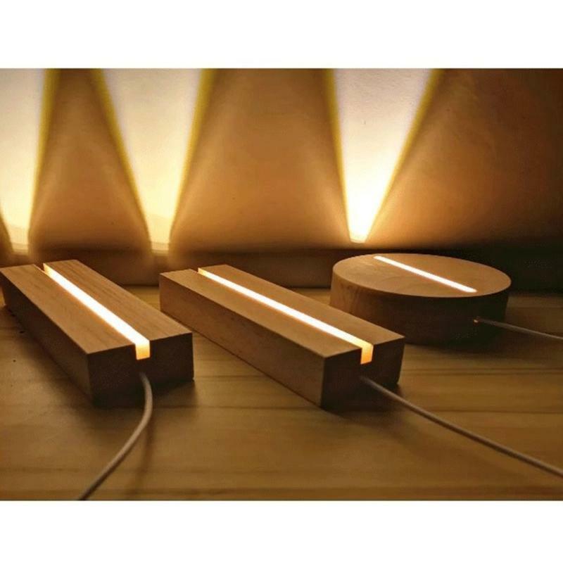 Lights Display Base Crystal Wooden Lighted Base Stand for Crystal Display Glass