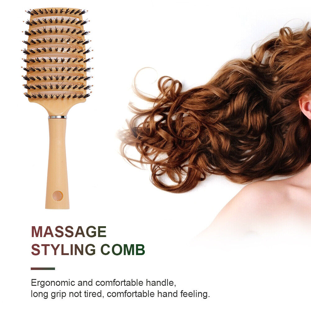 Scalp Massage Comb Bristle Women Curly Hair Detangle Brush Salon (Orange)