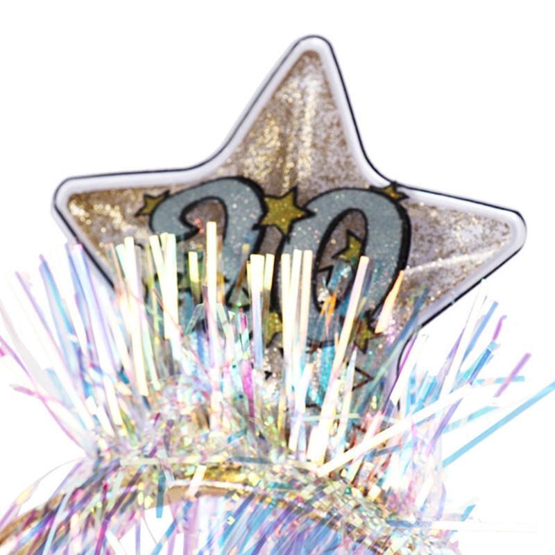 2022 New Year Headbands Glitter Tinsel Hair Bands Creative Holiday Party Props