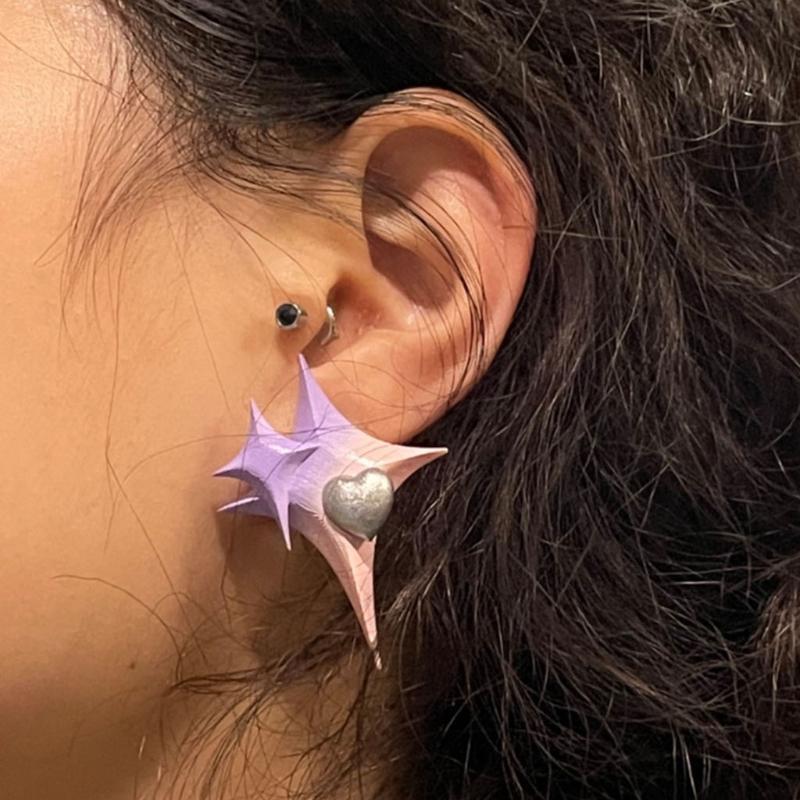 Hypoallergenic Earrings for Women Girls Purple Pink Gradient Color Stud Earring
