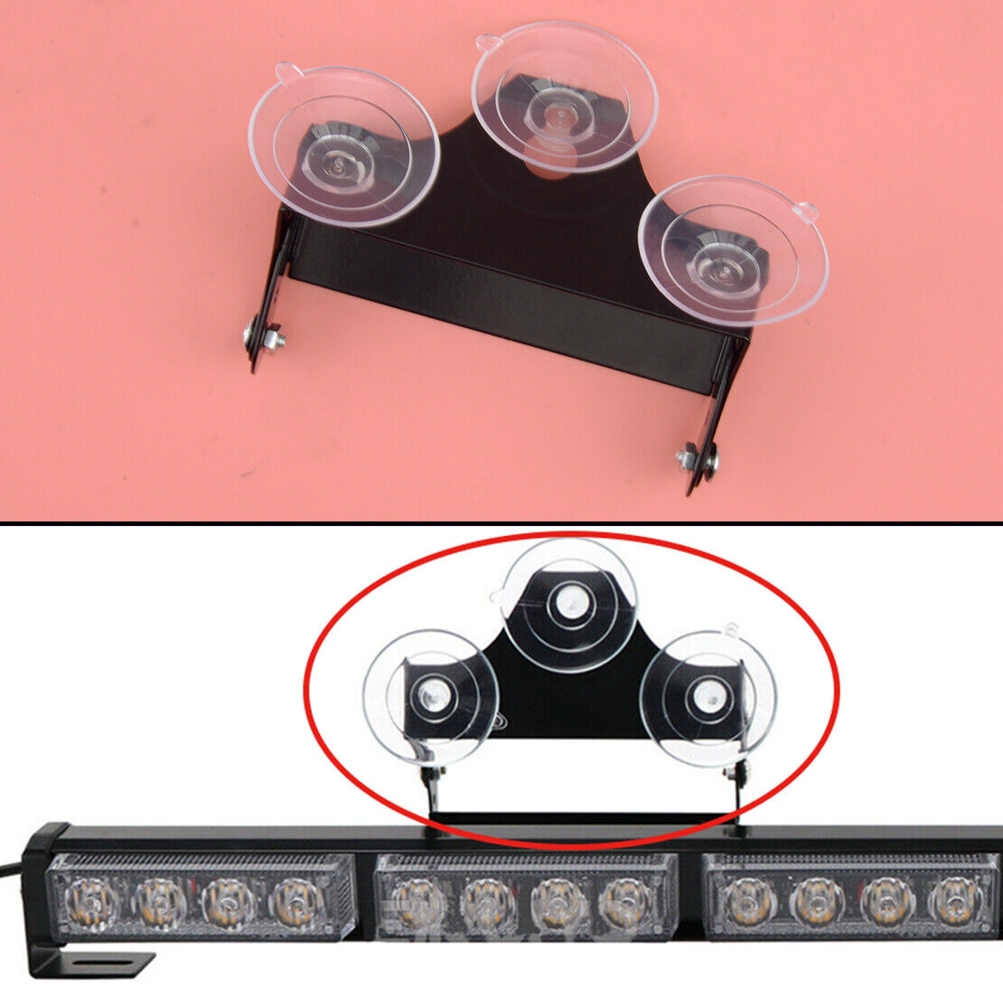 1xBracket w/Suction Cups Fit For 52023 Strobe Traffic Advisor COB LED Light Bar