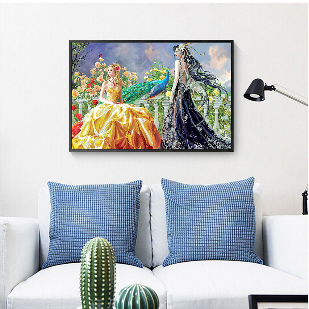 Drill Picture Round DIY Fairy Beauty in Garden Painting Full 5D Diamond Kit