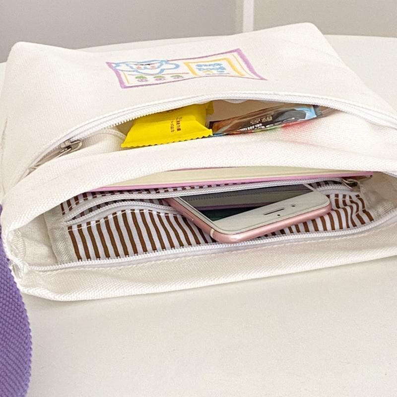 Cartoon Printed Messenger Bag Small Canvas Shoulder Bag Crossbody Bag for Girls