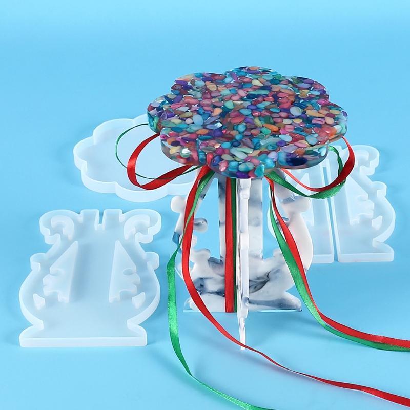 Diy Crystal Epoxy Mold Decoration Ornaments Flower Pot Ribbon Swing Rack Mold