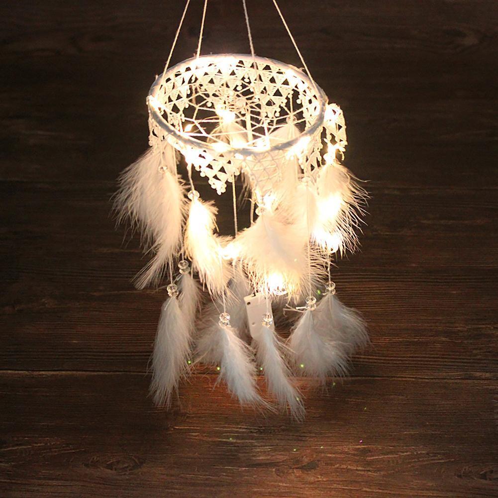 Feathers Stars Moon Dream Catcher LED Light String Hanging Pendant (White)