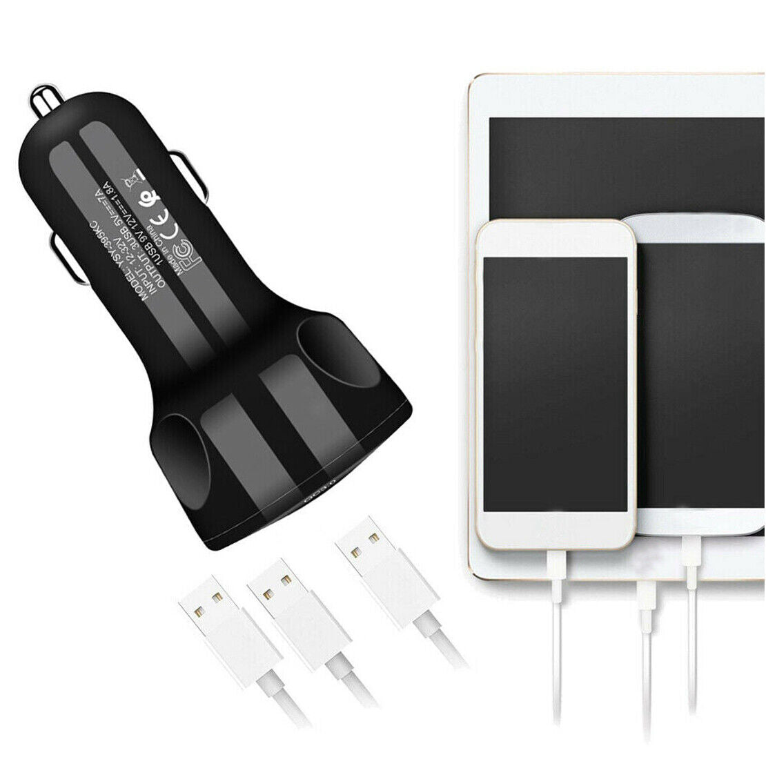 Fast Car Charger 3 USB Port Quick Charge Type-C Phone