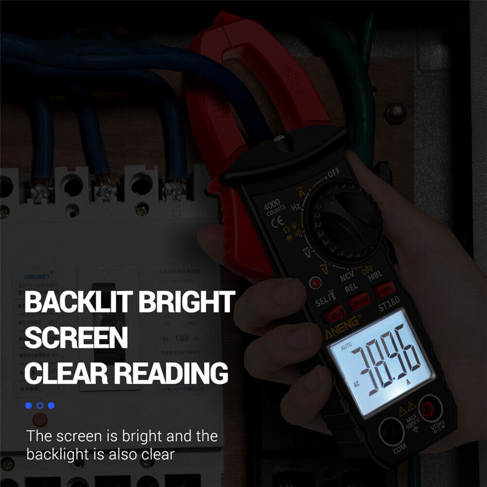ST180 4000 Counts Digital Current Clamp Meter NCV Multimeter Tester (Red)