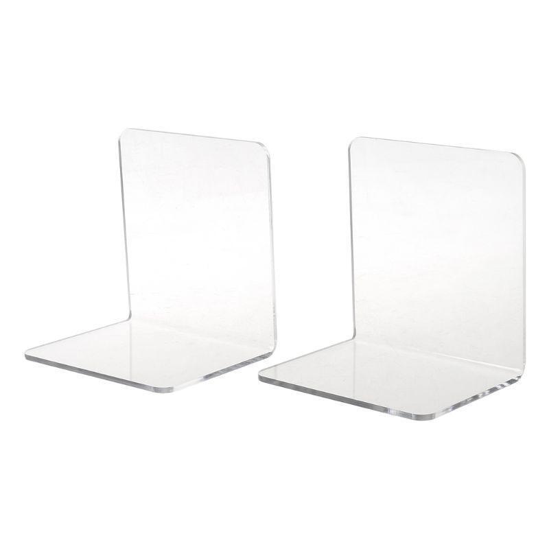 2Pcs Clear Acrylic Bookends L-shaped Desk Organizer Desktop Book Holder School