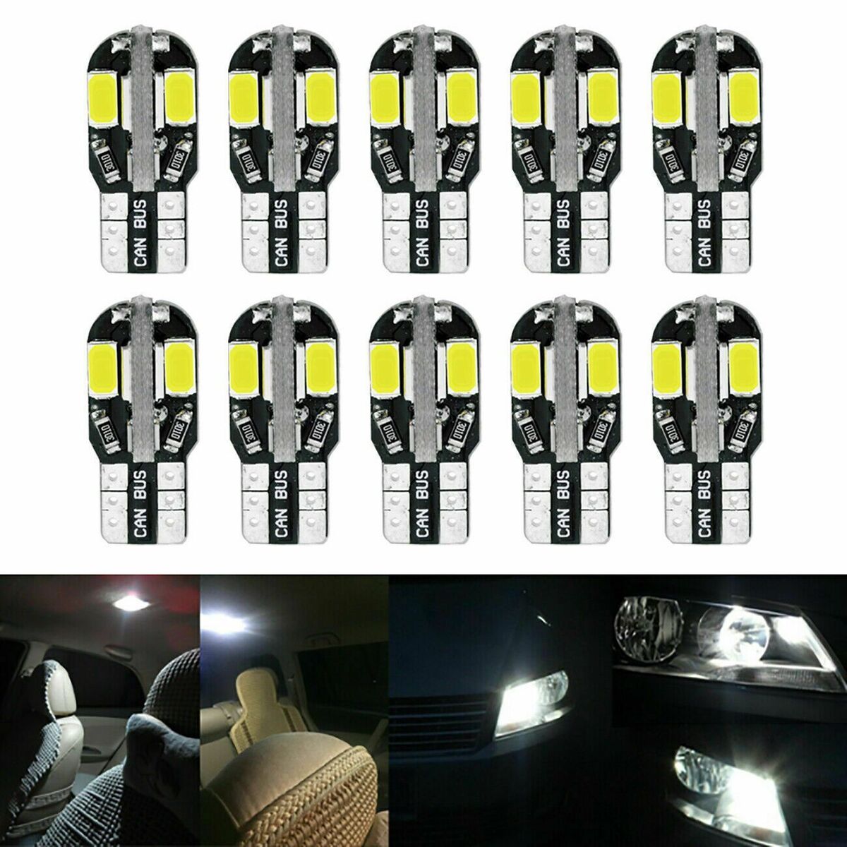 Car Lights New T10 194 168 W5W Canbus Side Marker White Dome LED Light Bulbs