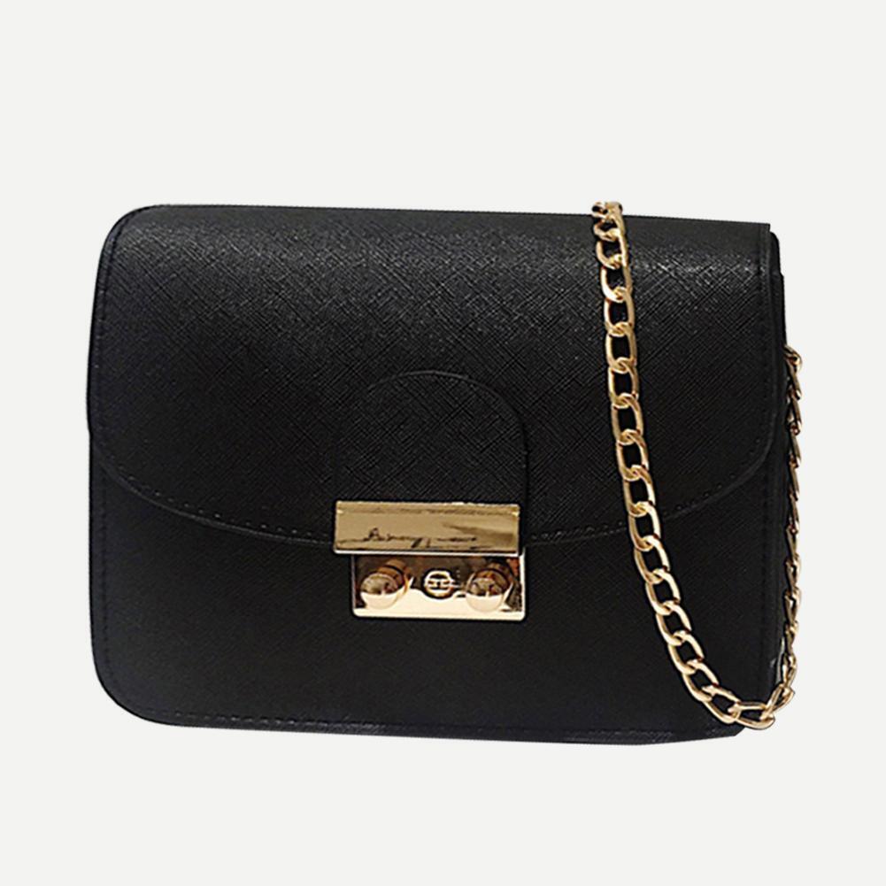 Women Messenger Shoulder Bag Leather Office Ladies Small Handbag (Black)