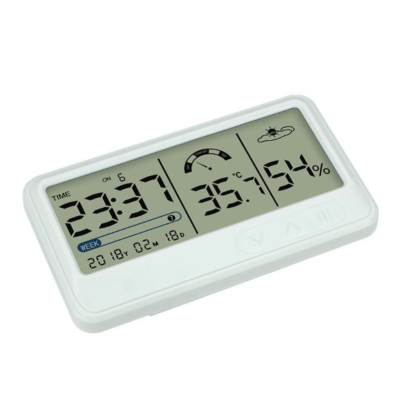 Thermometers Accurate Temperature Humidity Monitor Meter w/ Time & Alarm Clock