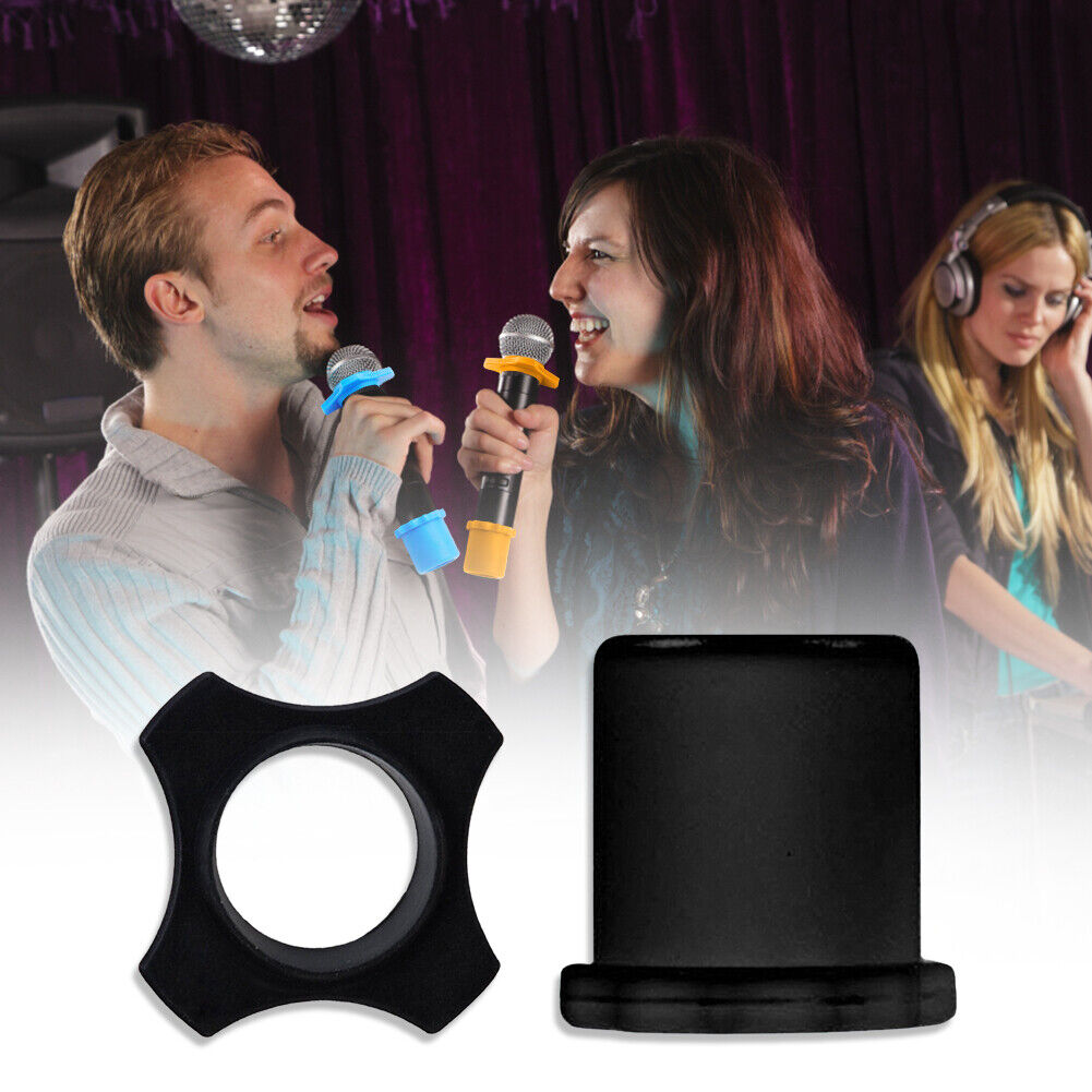 2pcs Wireless Microphone Anti-Rolling Ring Mic Bottom Sleeve Set (Black)