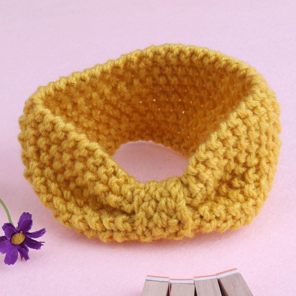 New Baby Knit Crochet Bow Headband Hair Accessories Child Headwear(Yellow)