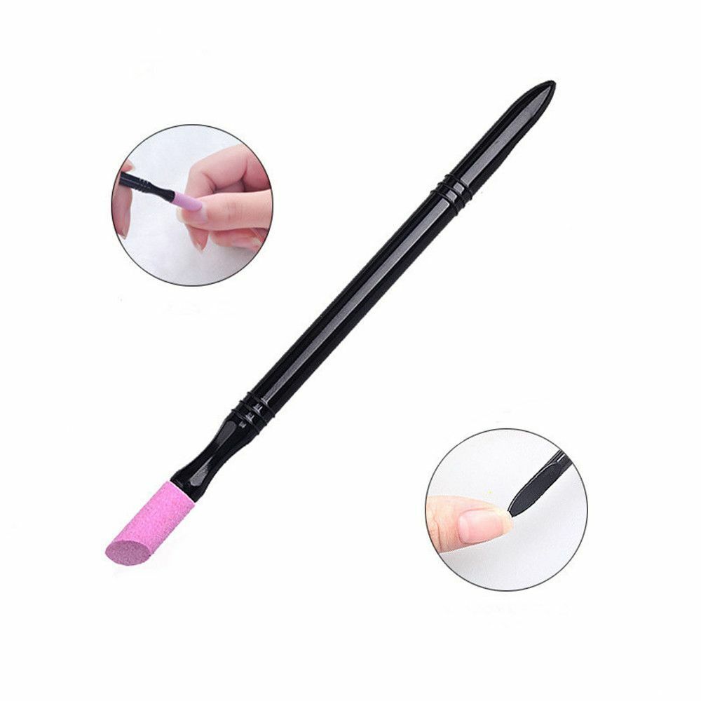 Manicure Quartz Double-ended Dead Skin Remover Cuticle Pusher Nail File Pen