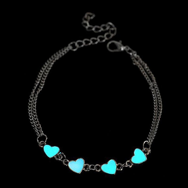 Elegant Luminous Heart Bracelet Anklets Adjustable Jewelry for Family Friends