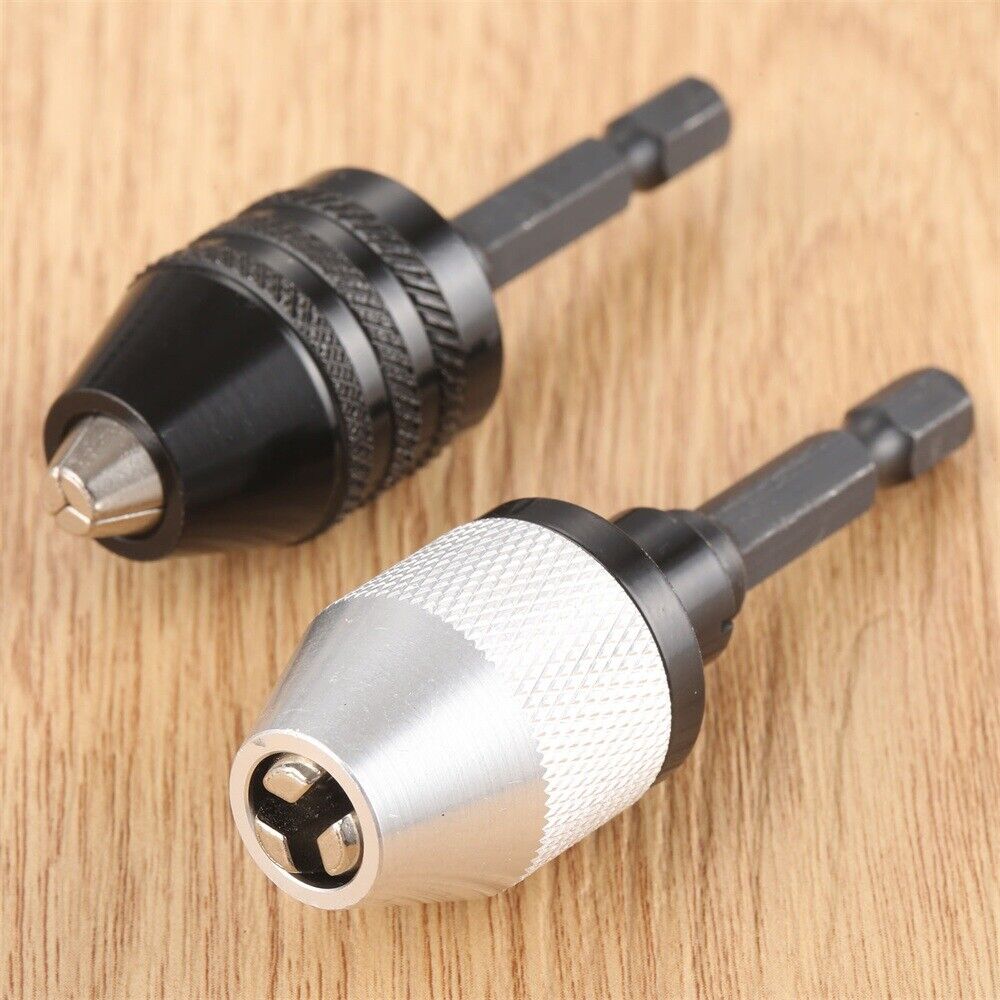 2Pcs 1/4'' Keyless Drills Chuck Quick Change Impact Driver Converter Conversion