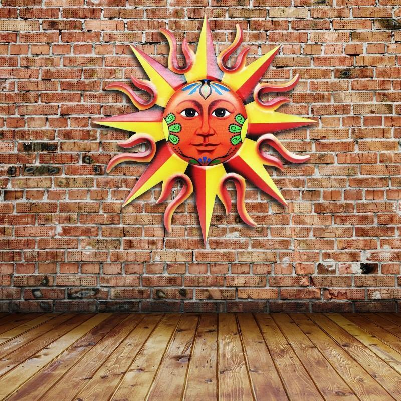 Metal Iron Sun Face Wall Decor Hanging for Indoor Outdoor Home Garden Ornaments